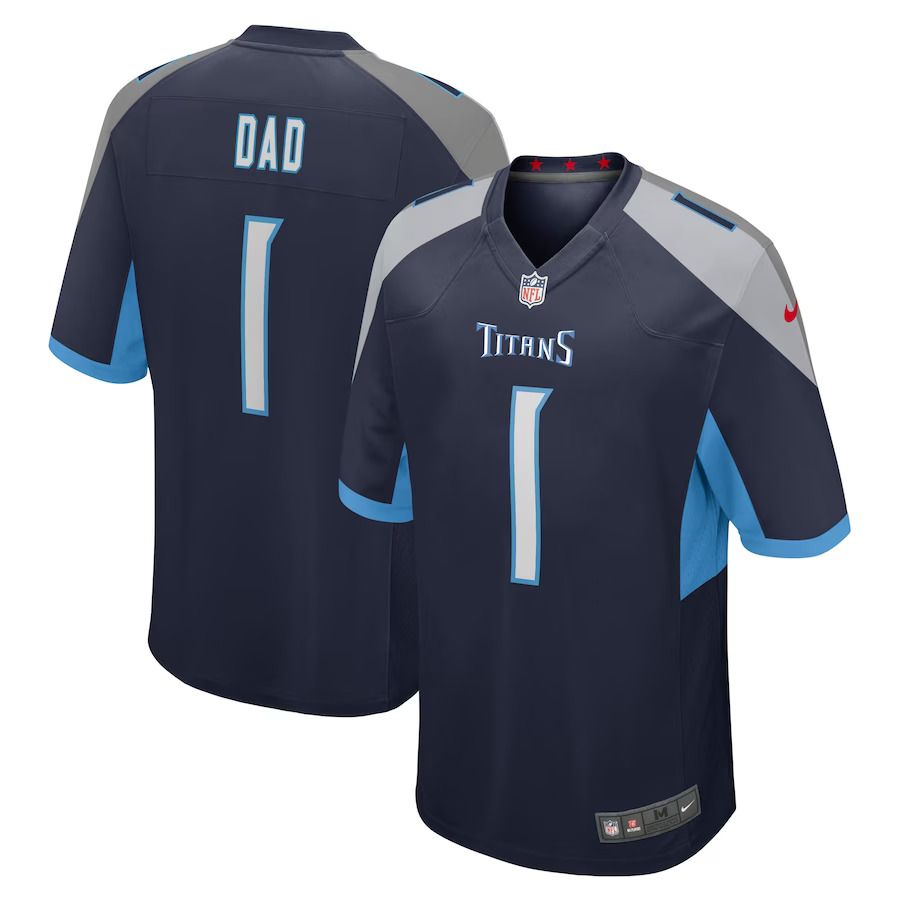 Men Tennessee Titans #1 Dad Number Nike Navy Game NFL Jersey